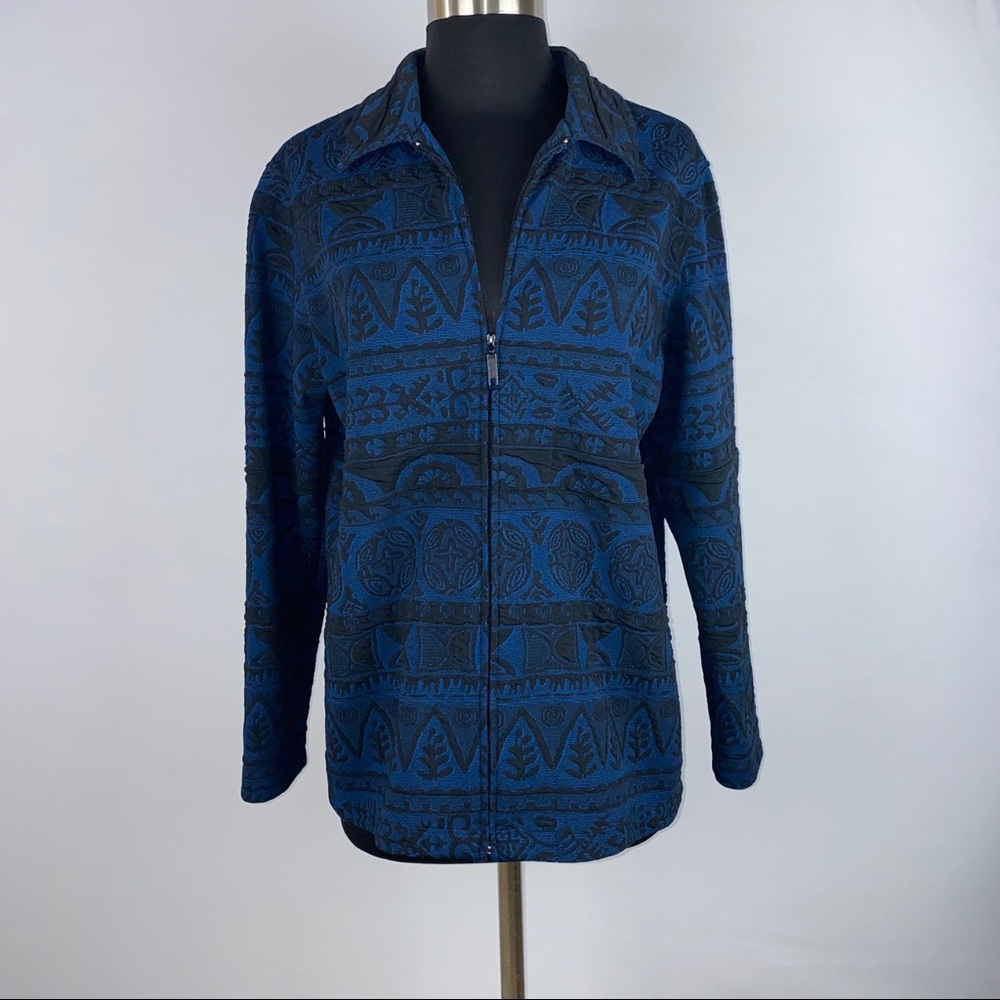 Chico’s Design 1 Patterned Collared Zip Up Jacket - image 1